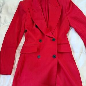 H&M Vibrant Red Double-Breasted Blazer
